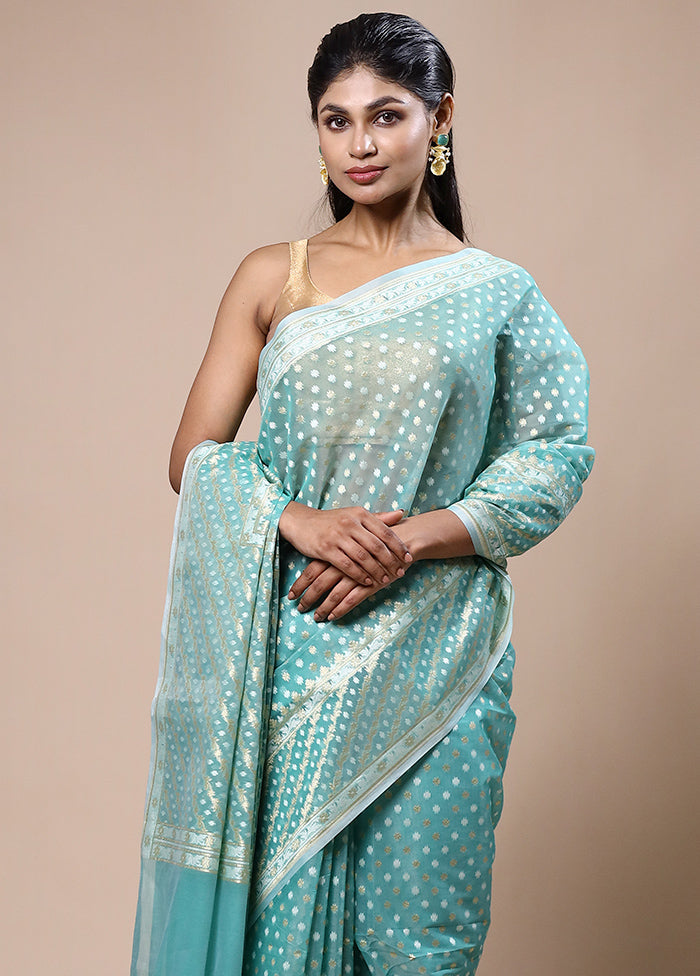 Blue Kora Silk Saree With Blouse Piece Buy Cheap Pay With Paypal