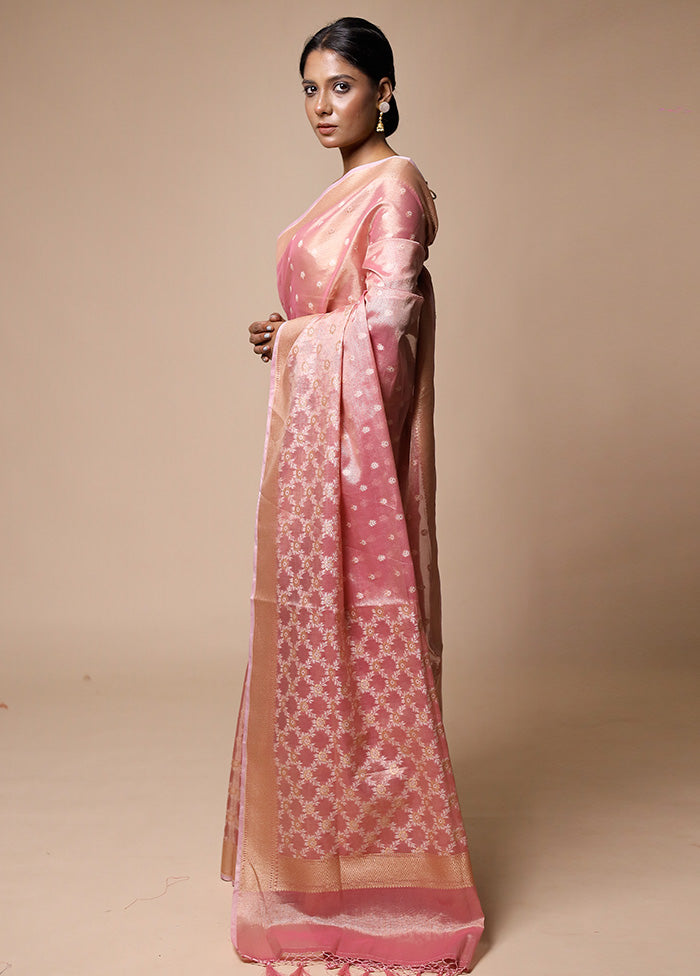 Pink Tissue Silk Saree With Blouse Piece Get To Buy Cheap Online