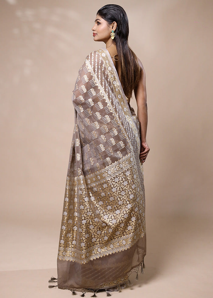 Grey Kora Silk Saree With Blouse Piece Cheap Footlocker