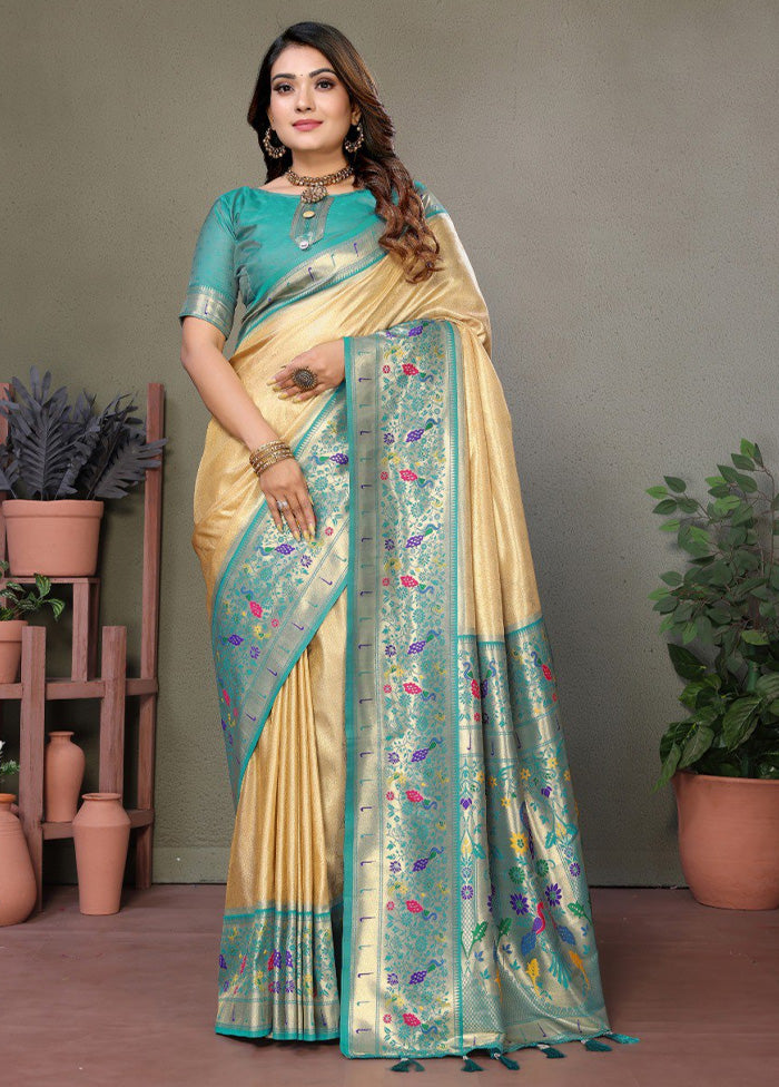 Beige Banarasi Silk Saree With Blouse Piece Outlet Finishline