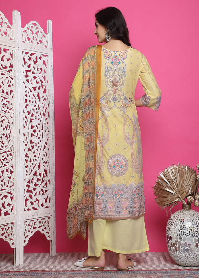 3 Pc Yellow Unstitched Silk Suit Set Geniue Stockist Cheap Online