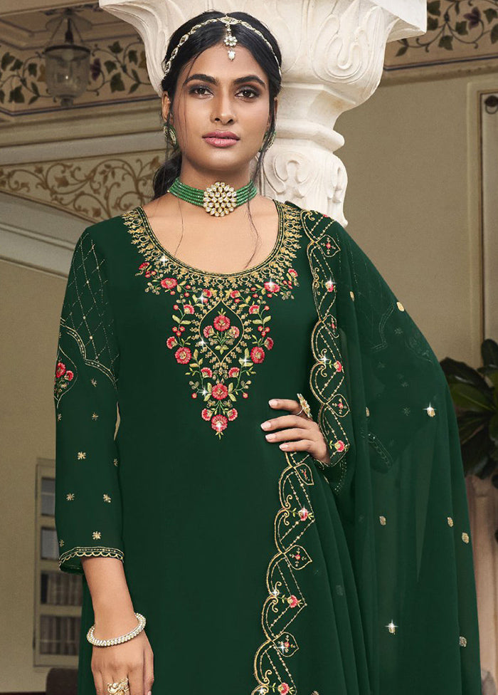 3 Pc Green Semi Stitched Georgette Suit Set Buy Cheap Many Kinds Of