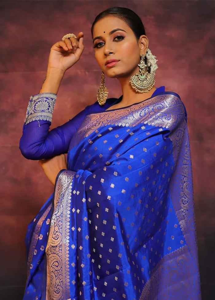 Navy Blue Dupion Silk Saree With Blouse Piece View Cheap Online