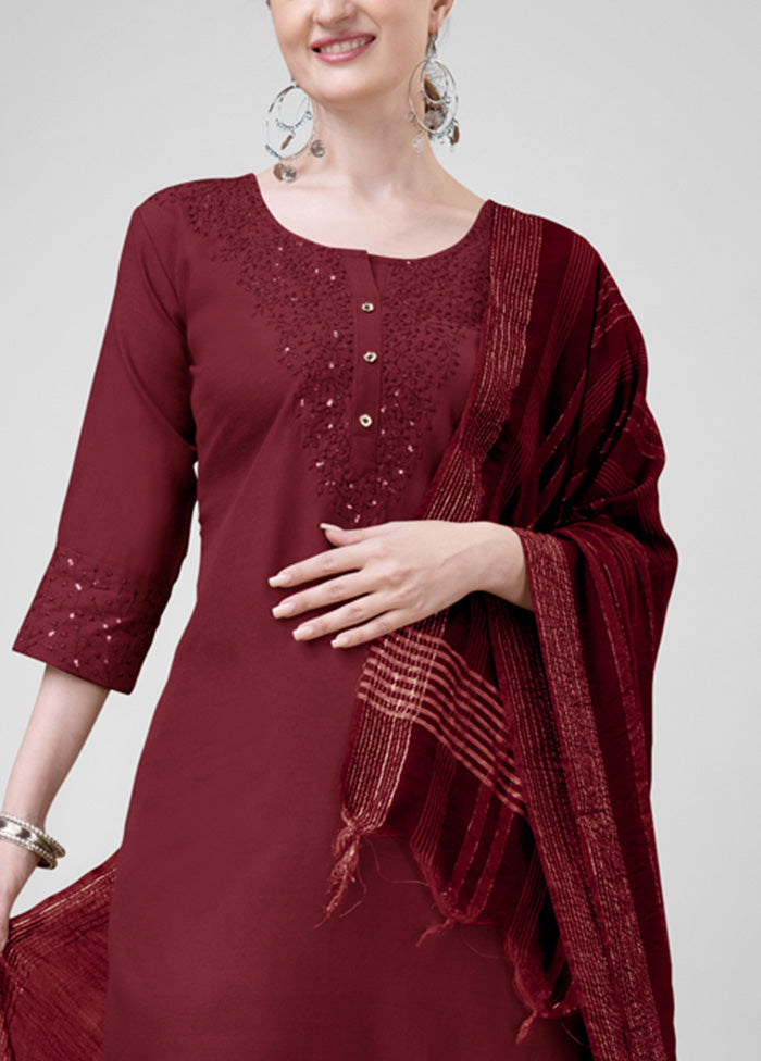 3 Pc Maroon Readymade Cotton Suit Set Free Shipping Wiki