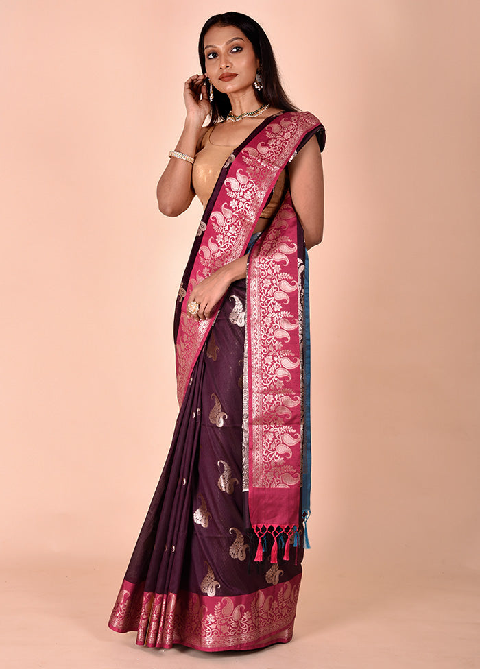 Purple Cotton Saree With Blouse Piece Buy Cheap Cheapest Pice