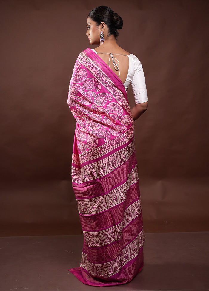 Pink Pure Bishnupuri Silk Saree Without Blouse Piece Marketable