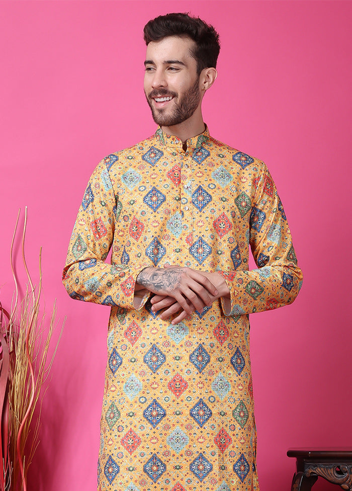 2 Pc Multicolor Silk Kurta Pajama Set Footlocker Cheap Online