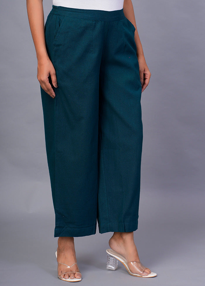 Teal Cotton Festive Pant Pices Online