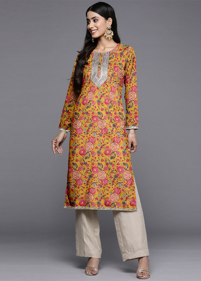 Mustard Readymade Velvet Kurti Nicekicks Cheap Online