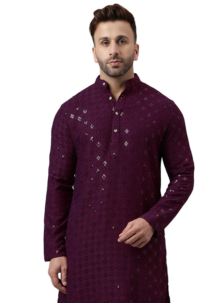 Maroon Silk Embroidered Kurta Cheap Online Store