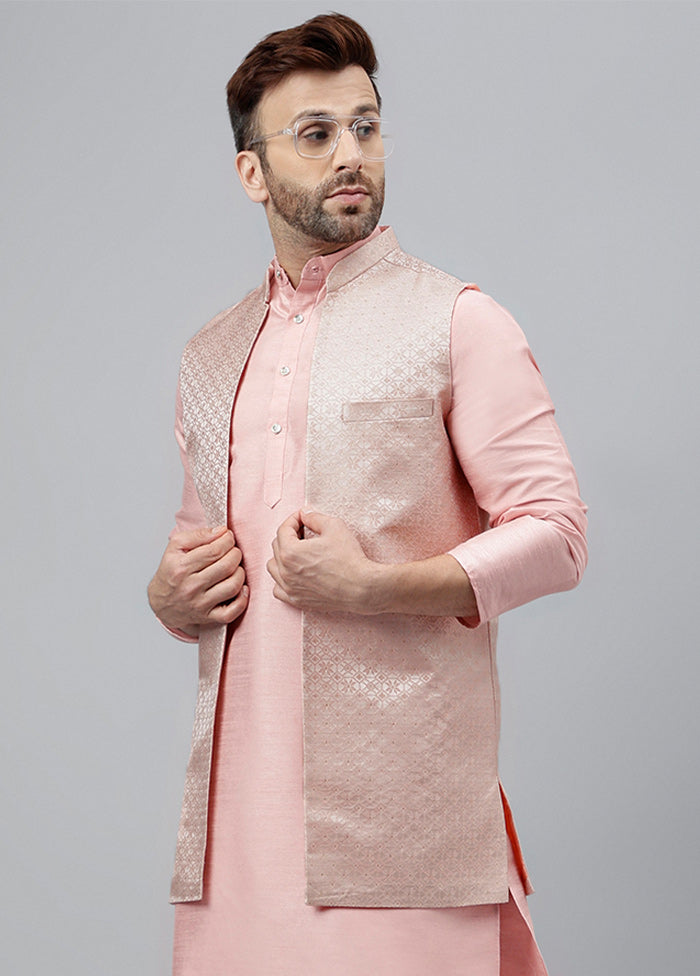 3 Pc Pink Dupion Silk Nehru Set Clearance Ebay