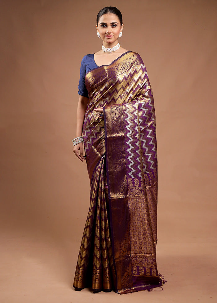 Golden Kanjivaram Silk Saree With Blouse Piece Cheap With Mastercard