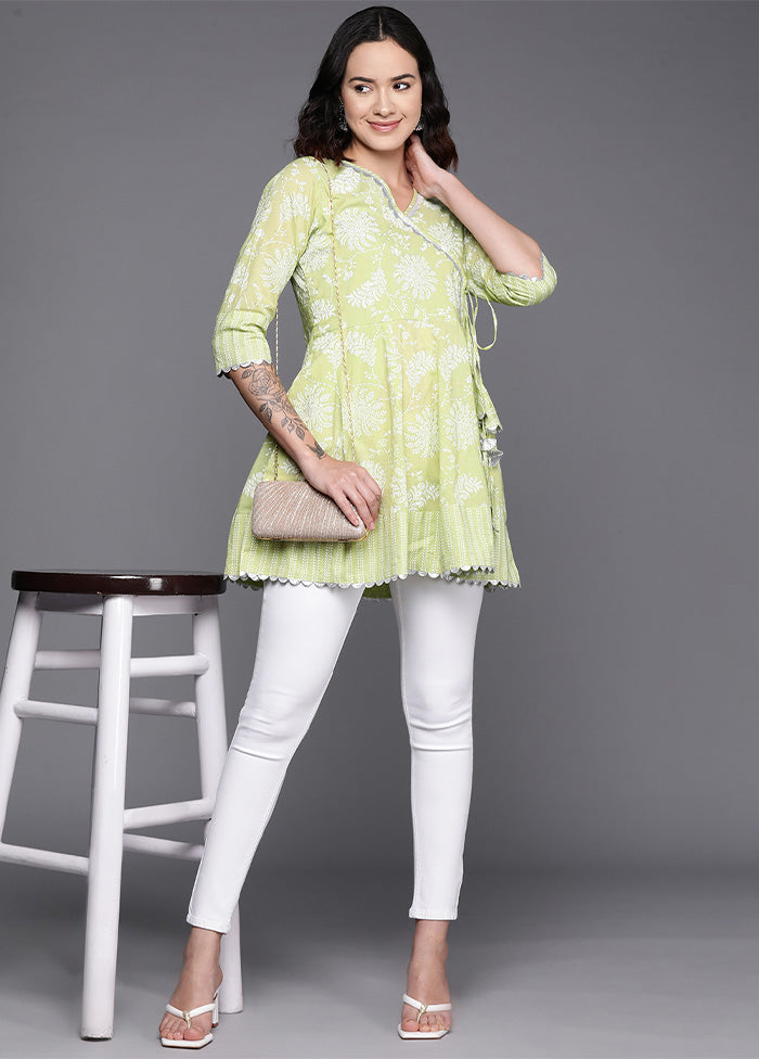 Pista Green Readymade Cotton Tunic Cheap Sale For Cheap