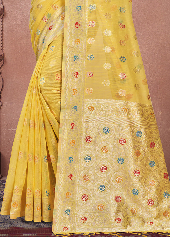 Yellow Cotton Saree With Blouse Piece Buy Cheap Find Great