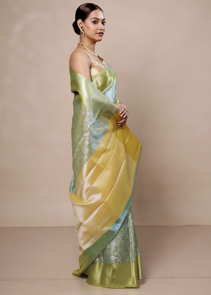 Blue Tissue Silk Saree With Blouse Piece Sale Footlocker Pictures