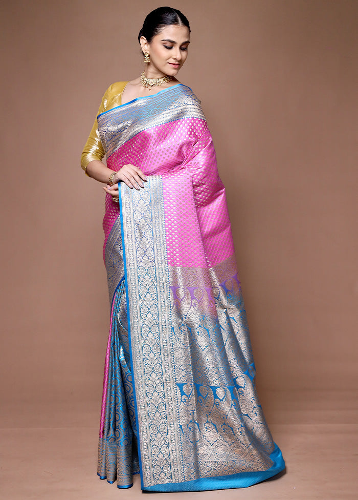 Pink Banarasi Silk Saree With Blouse Piece Clearance Clearance