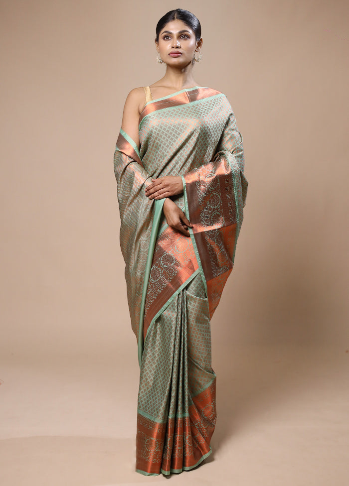 Green Kanjivaram Silk Saree With Blouse Piece Outlet Genuine