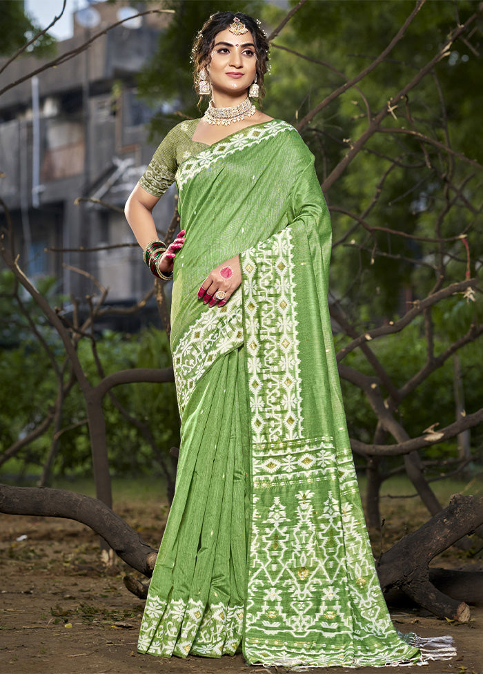 Green Cotton Saree With Blouse Piece Shop Sale Online