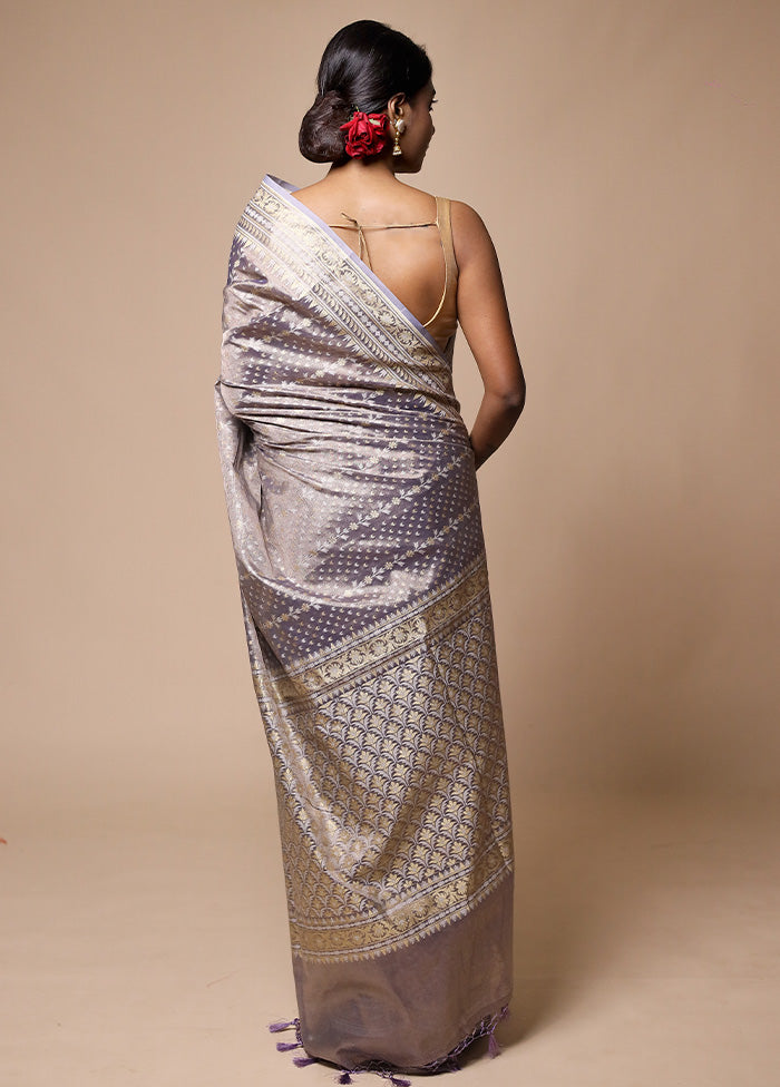 Lavender Tissue Silk Saree With Blouse Piece Grey Outlet Store Online