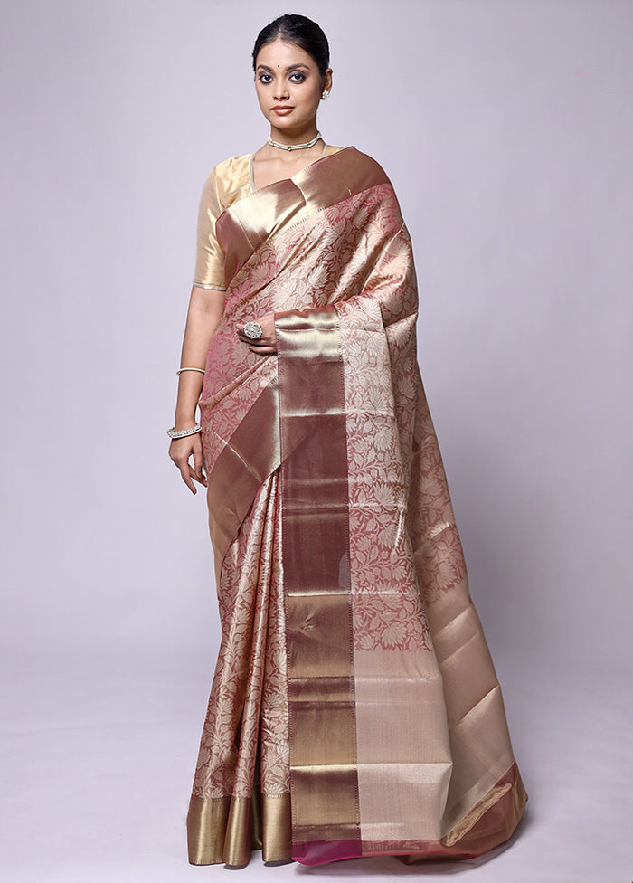 Pink Tissue Silk Saree With Blouse Piece Countdown Package