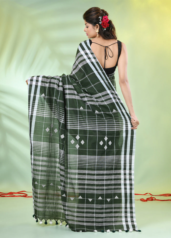 Moss Green Cotton Saree With Blouse Piece Outlet Get To Buy