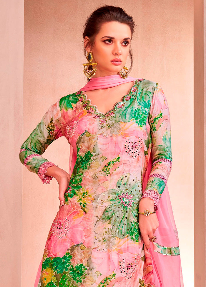 2 Pc Pink Semi Stitched Silk Suit Set Cheap Wiki