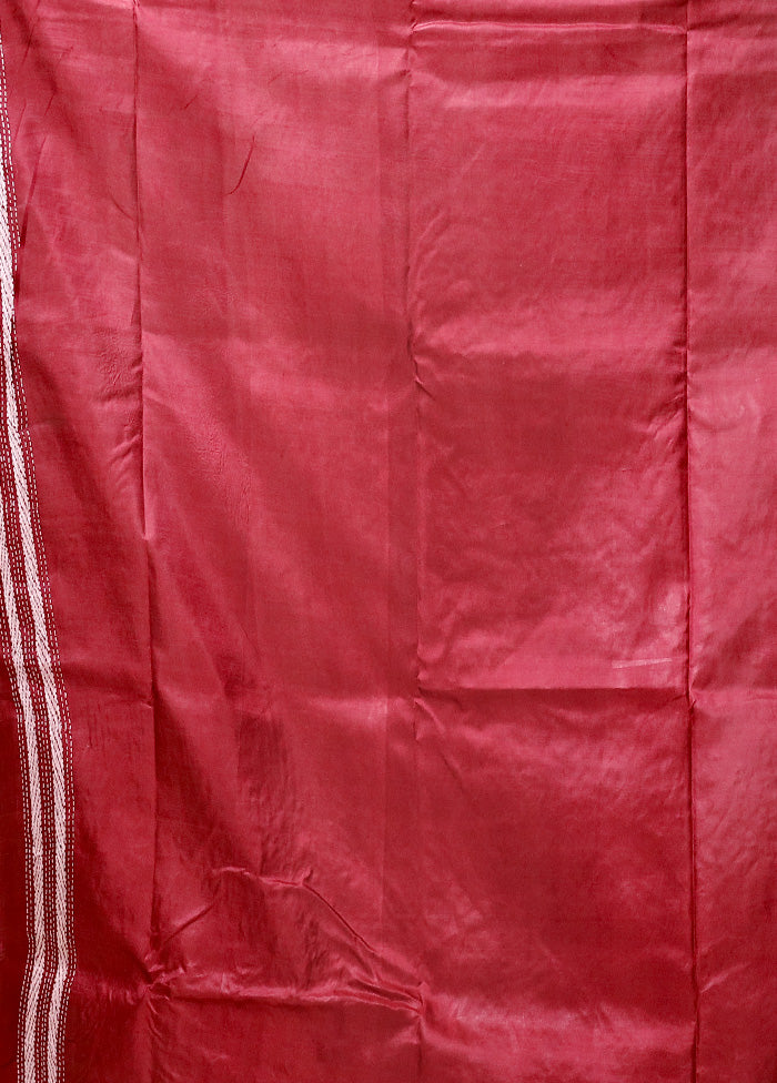 Red Handloom Kantha Stitch Pure Silk Saree With Blouse Piece Outlet New Arrival