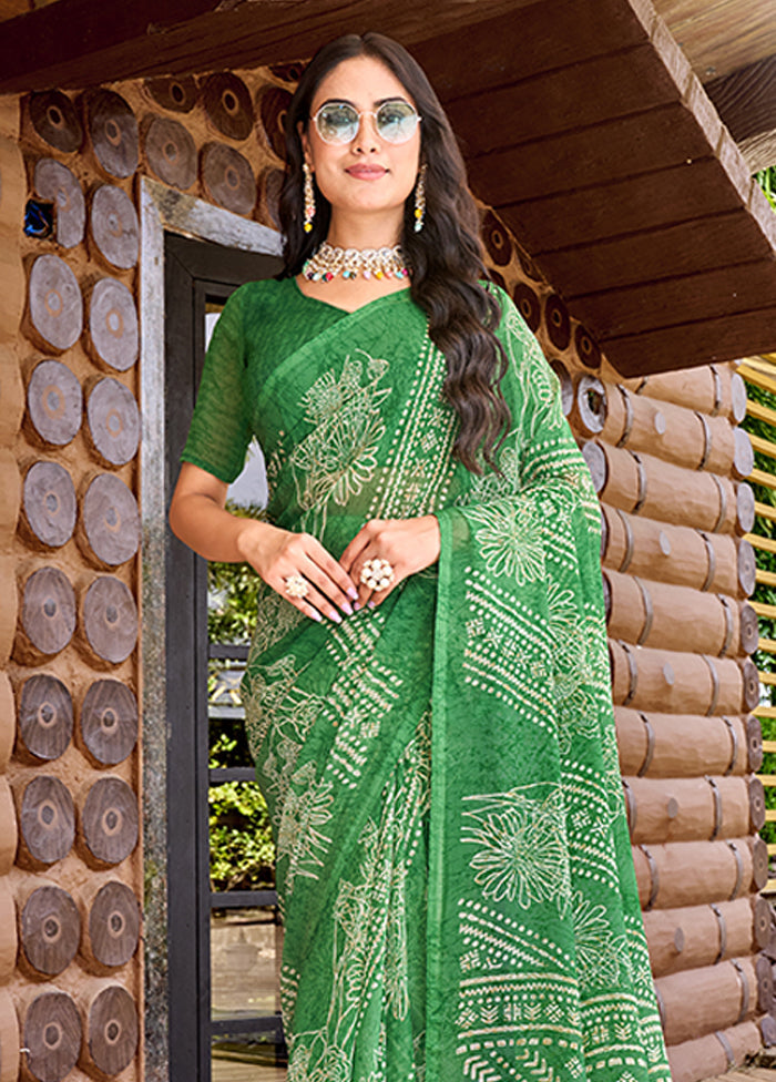 Green Georgette Saree With Blouse Piece View Cheap Pice