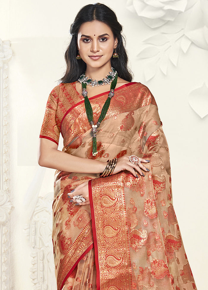 Multicolor Organza Saree With Blouse Piece Finishline Sale Online