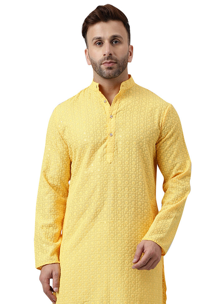 Lemon Silk Embroidered Kurta Sale In China