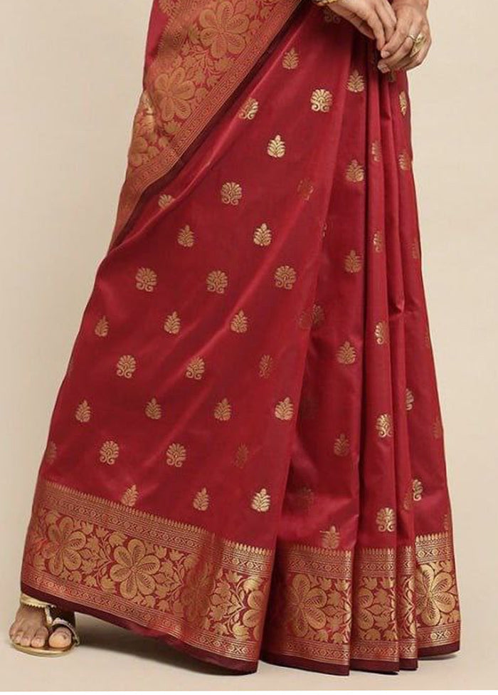 Red Banarasi Silk Saree With Blouse Piece Clearance Online Fake