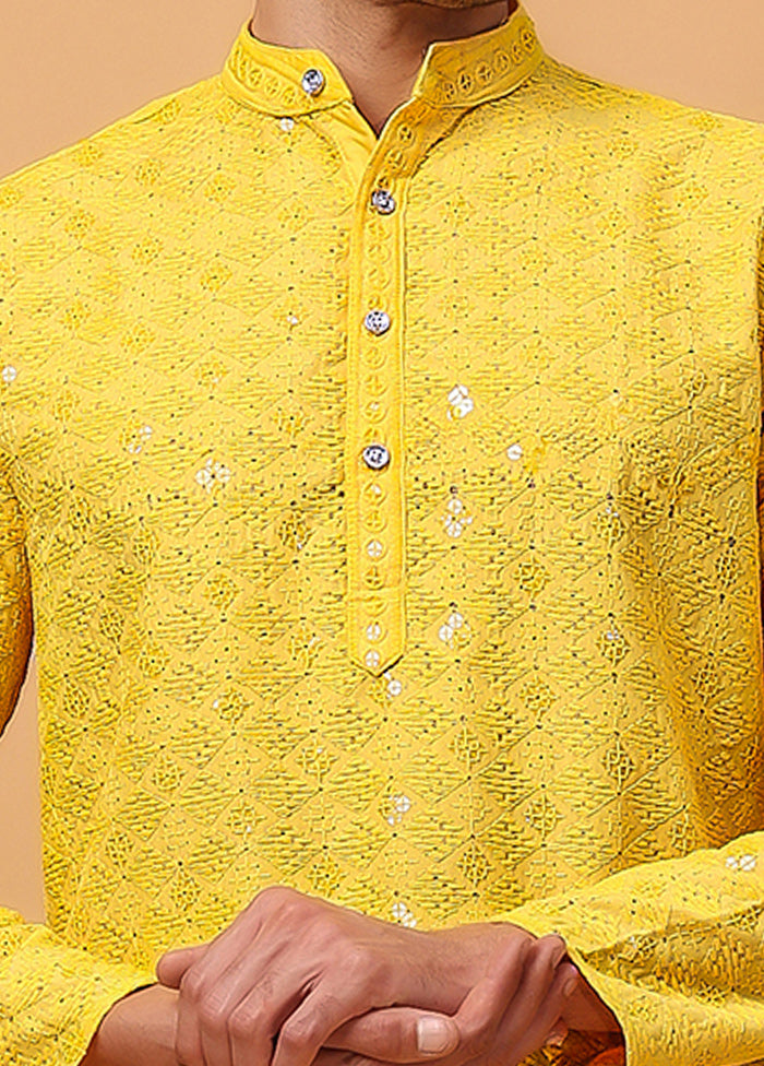 Yellow Viscose Embroidered Kurta Explore Online