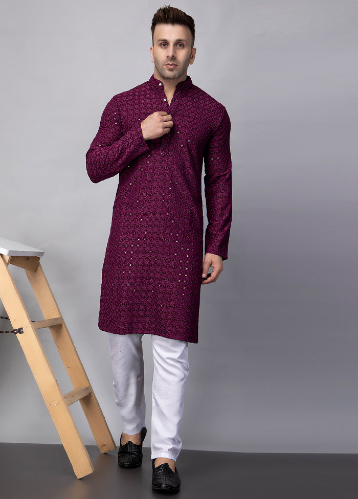 2 Pc Purple Viscose Kurta Pajama Set Online Online Cheap Online