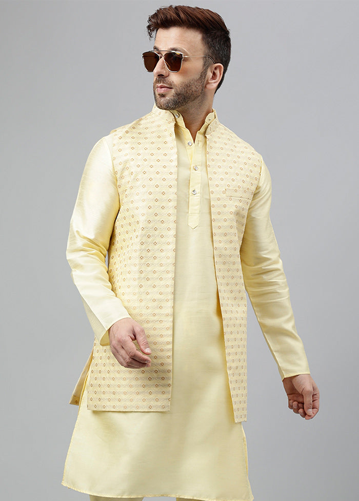 3 Pc Lemon Viscose Nehru Set Discount Manchester