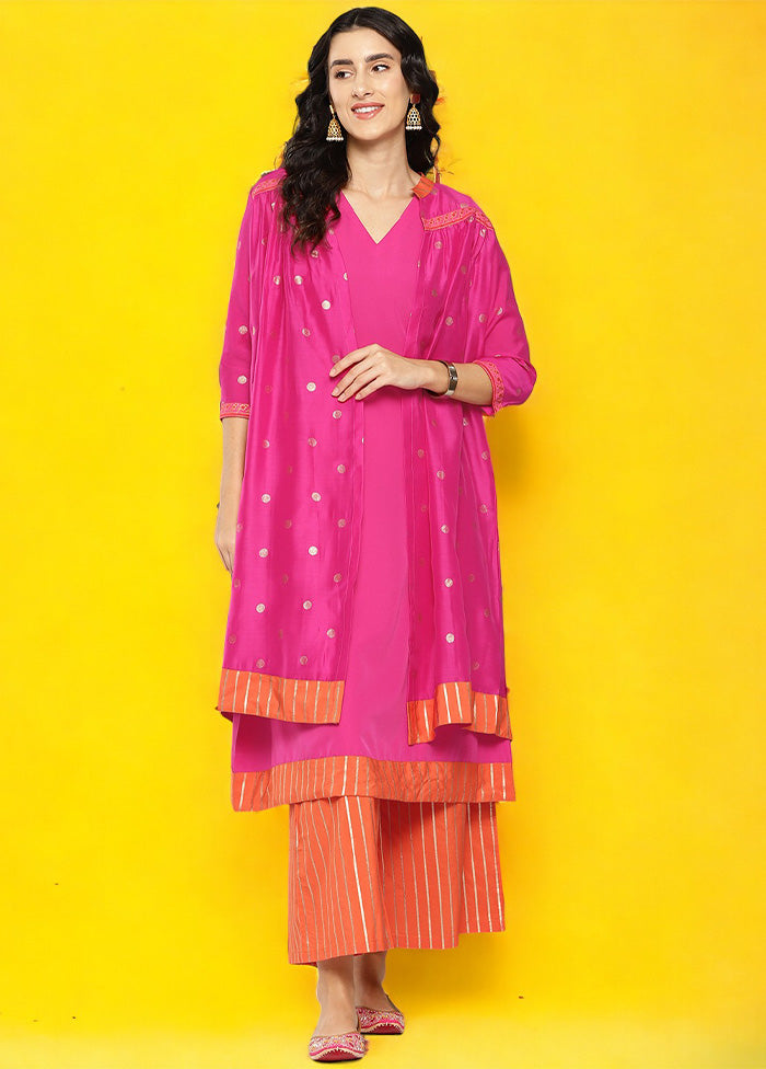 2 Pc Pink Readymade Silk Kurti Set 100% Guaranteed