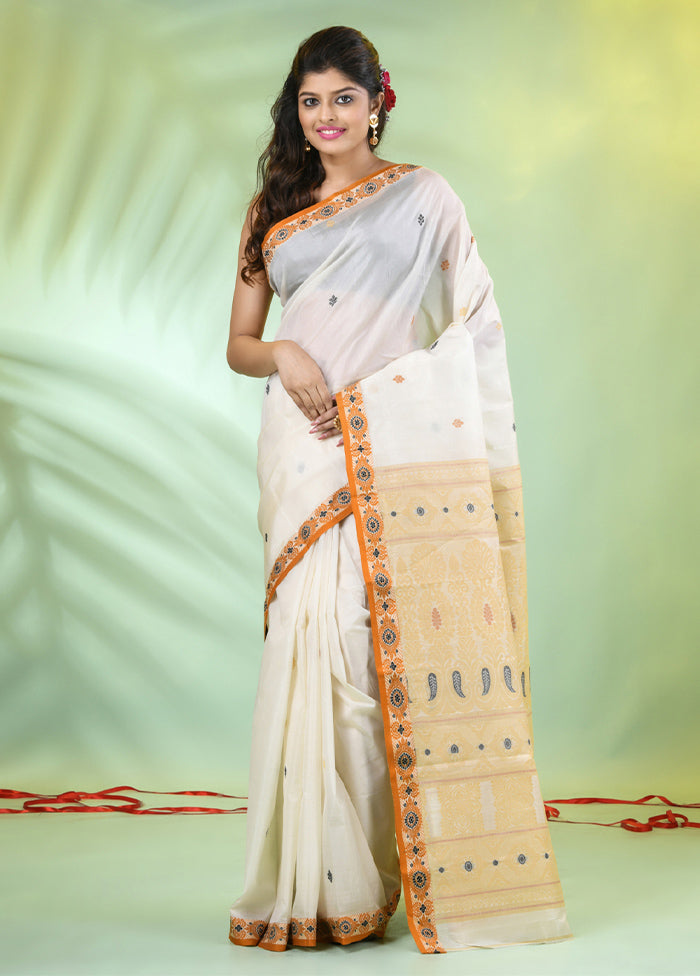 Off White Tussar Silk Texture Motifs Woven Saree Without Blouse Piece Free Shipping With Mastercard