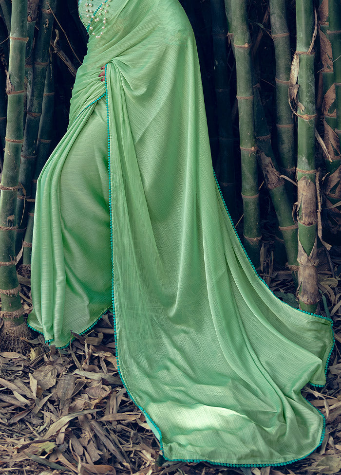 Green Dupion Silk Saree With Blouse Piece Shop Offer Cheap Pice