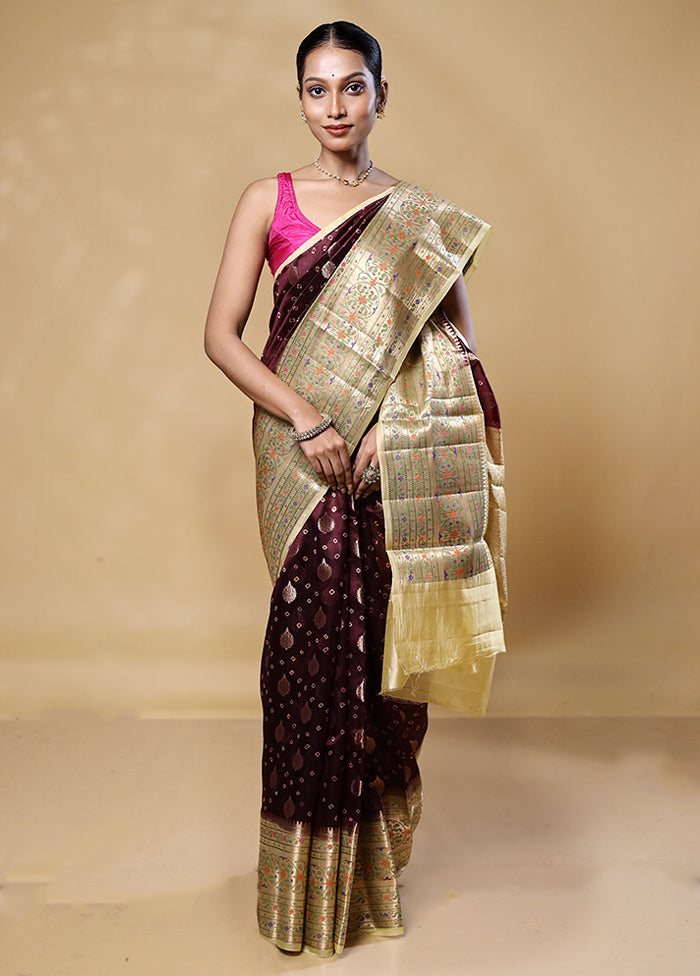 Maroon Handloom Dupion Pure Silk Saree With Blouse Piece Manchester Great Sale Cheap Online