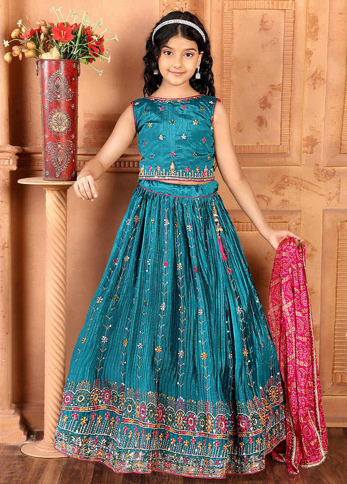 Blue Silk Sequance Embroidery Work Lehenga With Dupatta Buy Cheap Free Shipping