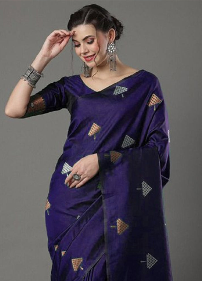 Purple Banarasi Silk Saree With Blouse Piece Buy Cheap Comfortable