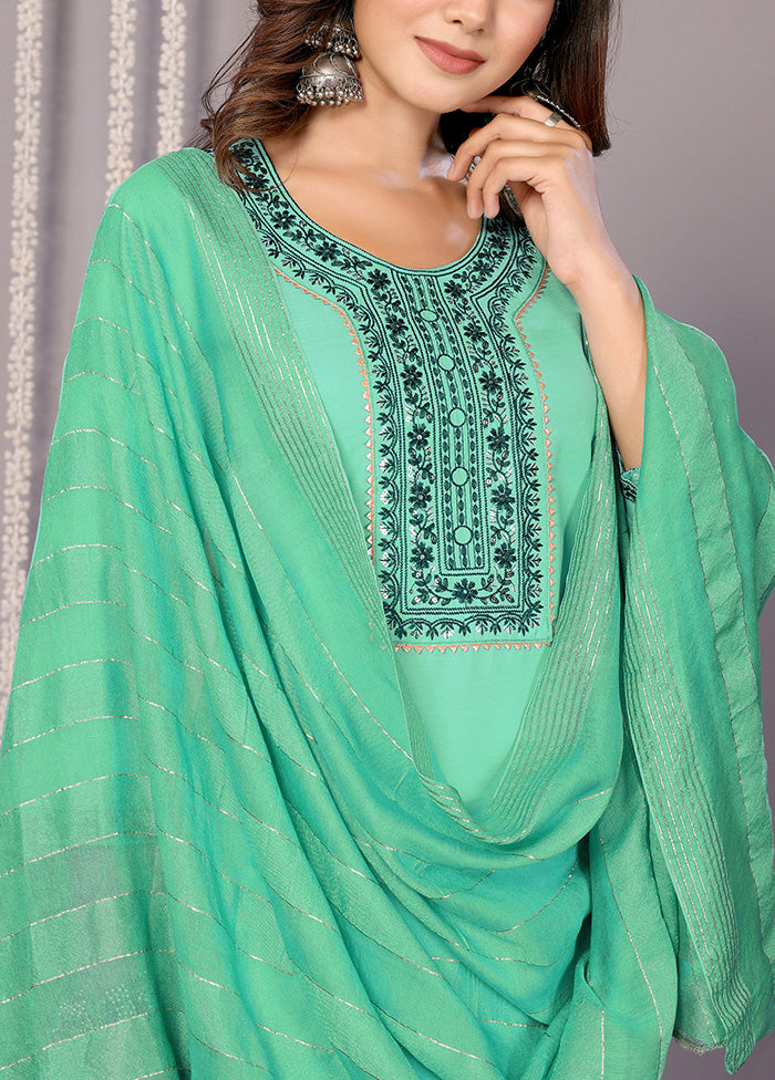 3 Pc Green Readymade Cotton Suit Set Buy Authentic Online