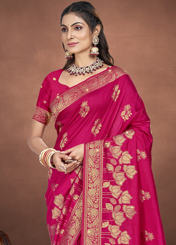 Pink Spun Silk Saree With Blouse Piece Cheap Perfect