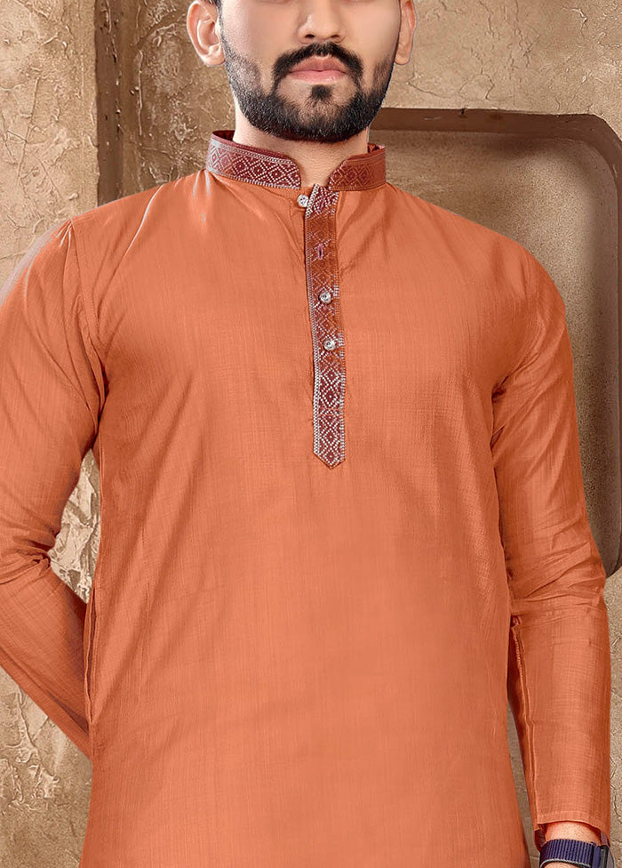 Peach Silk Kurta And Pajama Set Sale Best Pices