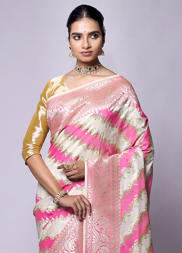 Pink Uppada Silk Saree With Blouse Piece Buy Cheap For Nice