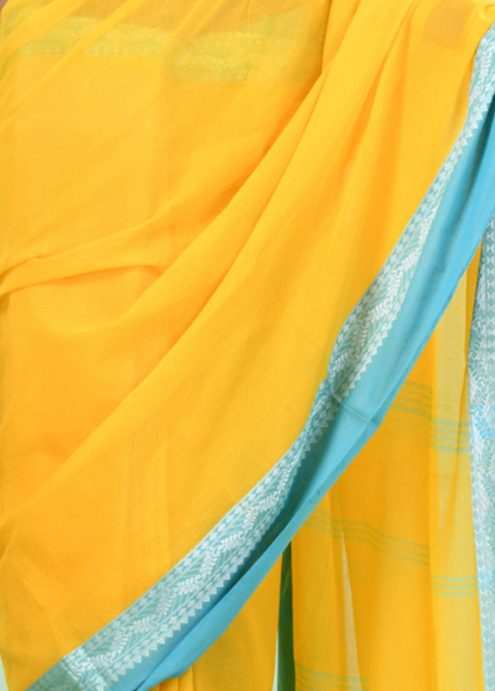 Yellow Cotton Saree With Blouse Piece Wholesale Pice For Sale