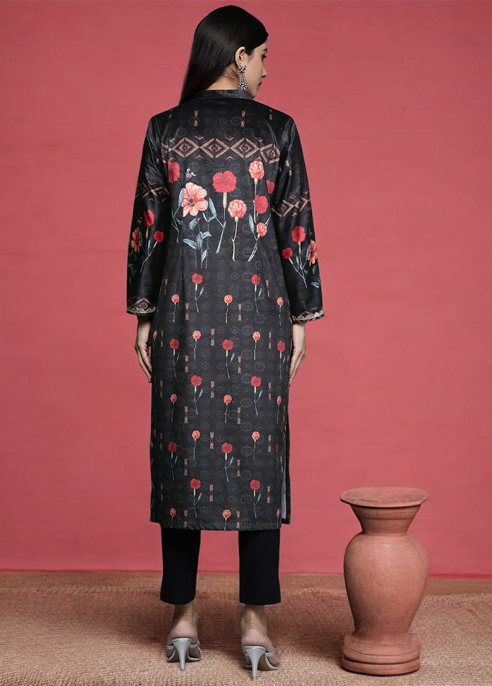 Black Readymade Velvet Kurti Pay With Visa