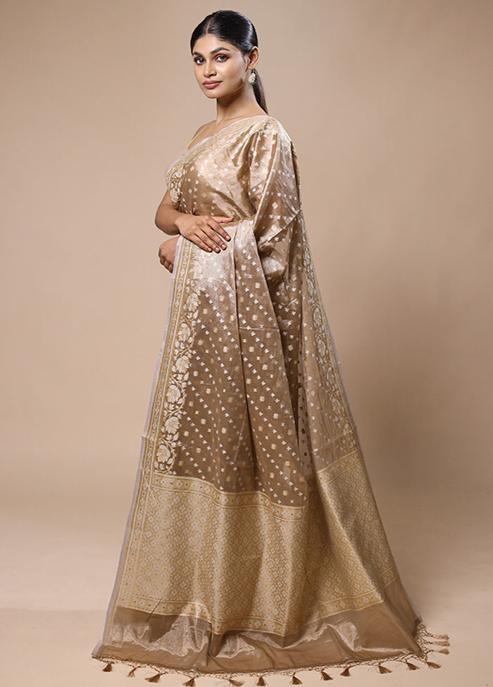 Cream Tissue Silk Saree With Blouse Piece Manchester