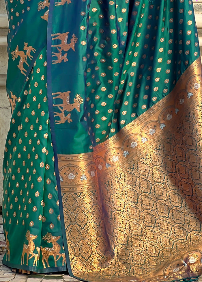 Rama Spun Silk Saree With Blouse Piece Buy Cheap Explore