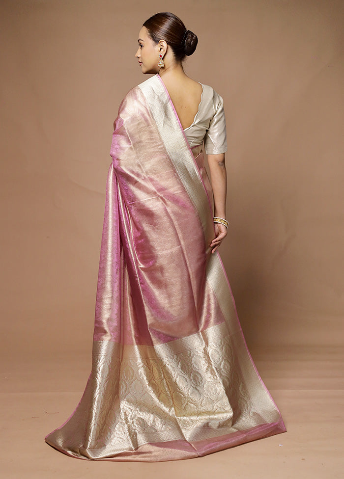 Pink Tissue Silk Saree With Blouse Piece Cheap Best