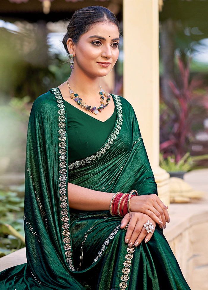 Green Chiffon Silk Saree With Blouse Piece Discount Fashionable